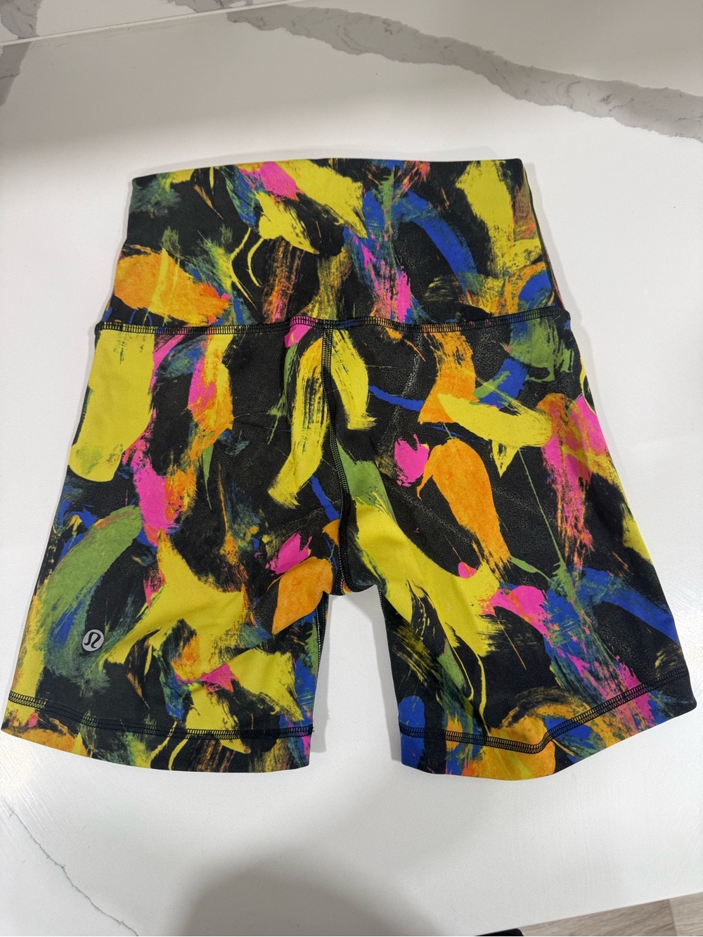 lululemon athletica High-Rise Painted Brushstroke Athletic Shorts - Black Multi